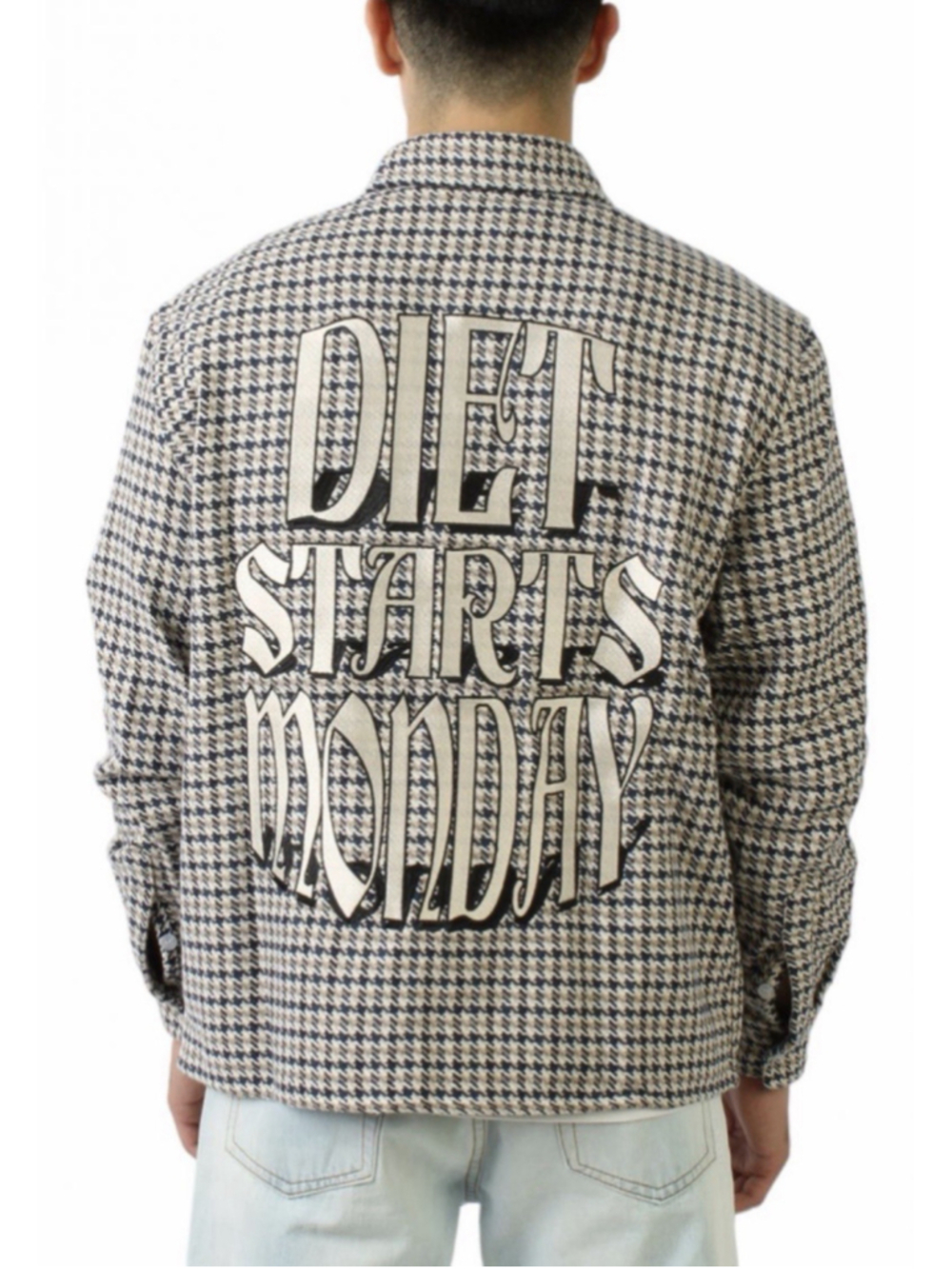 Diet Starts Monday Large Menss Bluegrass Flannel Beige Tan Navy Houndstooth